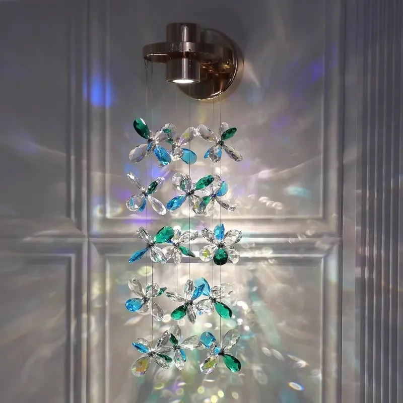 Modern Crystal Flower Wall Lamp for Living Room Bedroom Background High End Ambient Light Simple Decorative Sconce Fixture