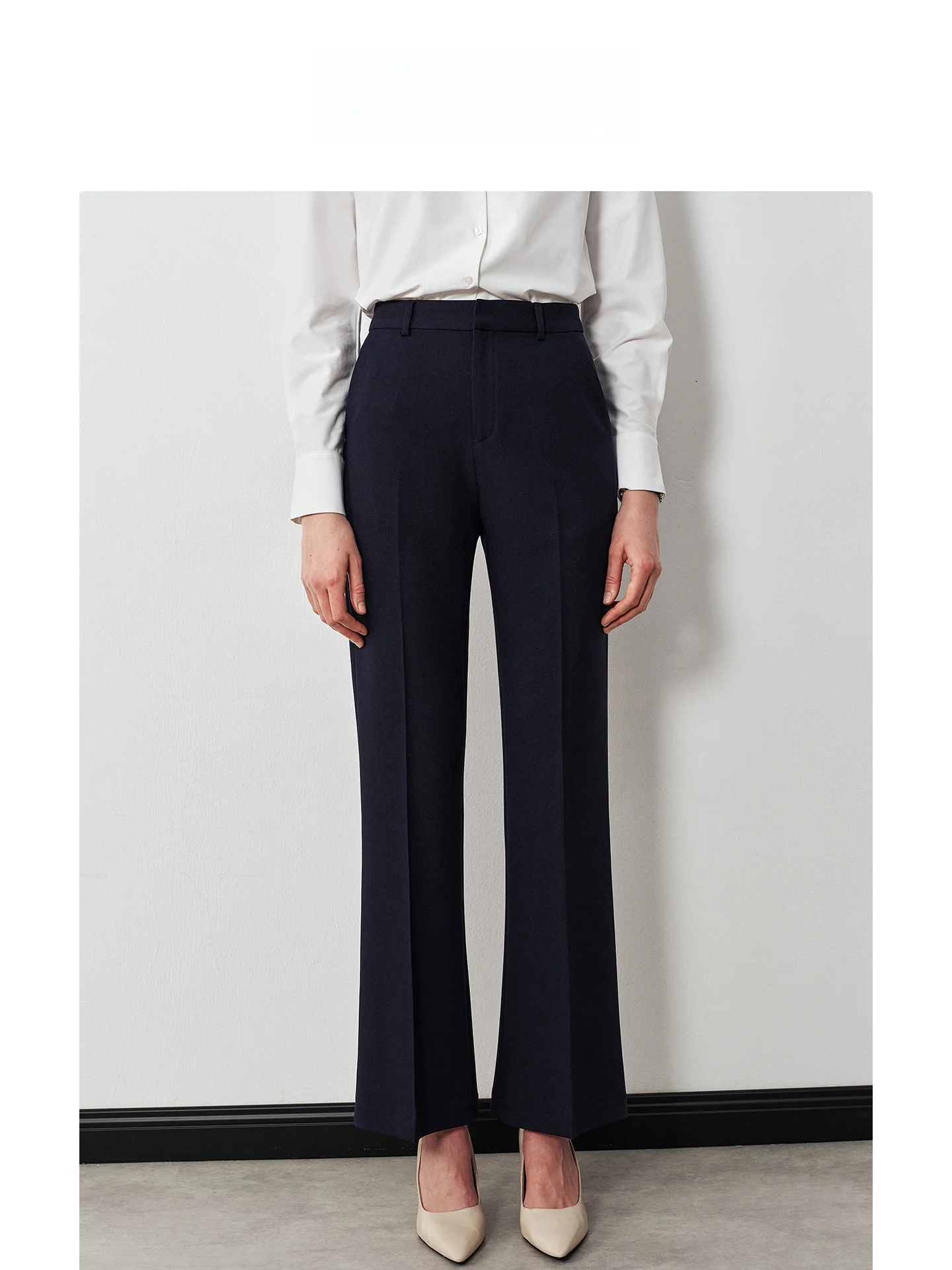 

LeLenth Women's Straight Leg Suit Pants High Waist Zipper Fly Flared Trousers Professional Interview Formal Slimming Pants