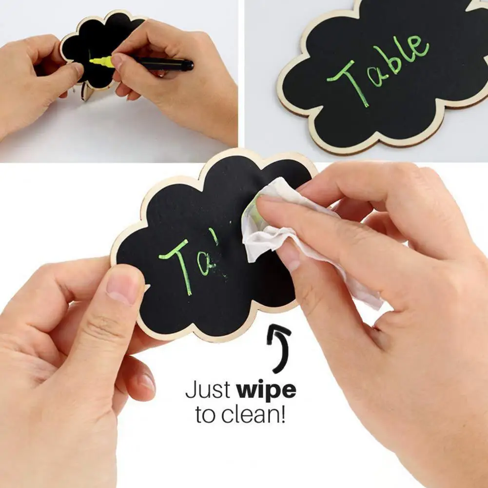 Mini Chalkboard with Stand Reusable Small Blackboard Ornament Erasable Wooden Message Board Sign Desktop Decoration