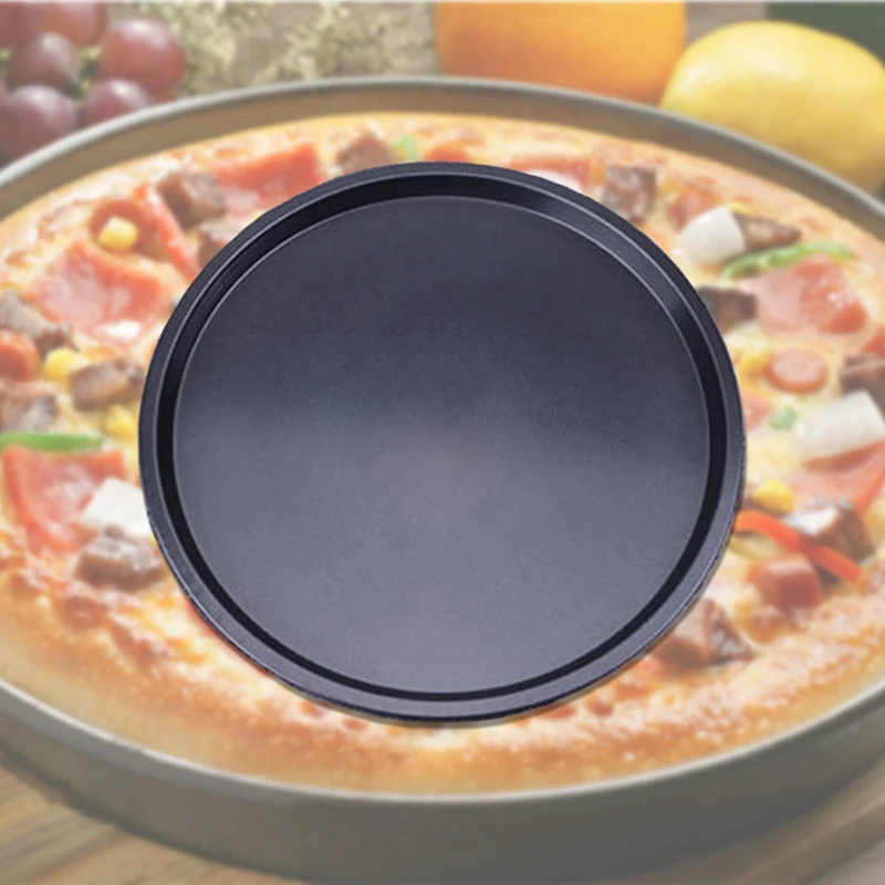 2024 New 9/10/11/12/14-Inch Non-Stick Pizza Pan Carbon Steel Pizza Oven Tray Shallow Round Pan Roasting Tin Baking Tool