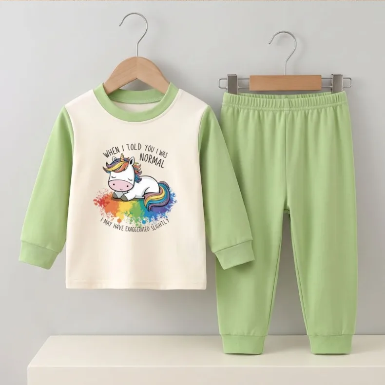 Herbst-Winter Langarm-Unterwäsche-Sets für Kinder, O-Ausschnitt, Weiche Schlafanzüge für Jungen und Mädchen, Verdickte Warme Pyjama-Sets – Detail 3