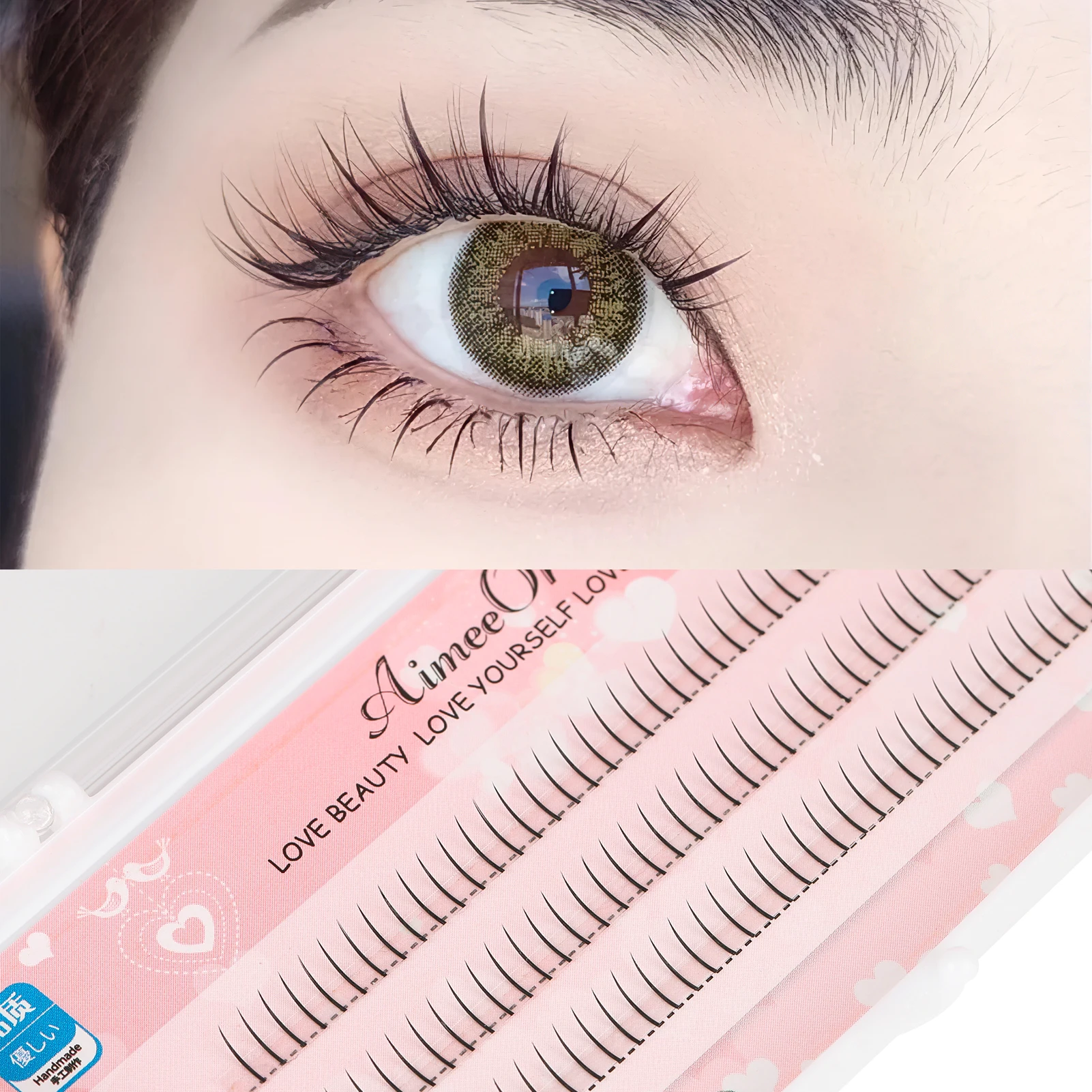 3 행 6mm 푹신한 낮은 속눈썹 요정 가짜 속눈썹 속눈썹 아래 분할 자연 만화 하단 속눈썹 부드러운 속눈썹 메이크업 도구