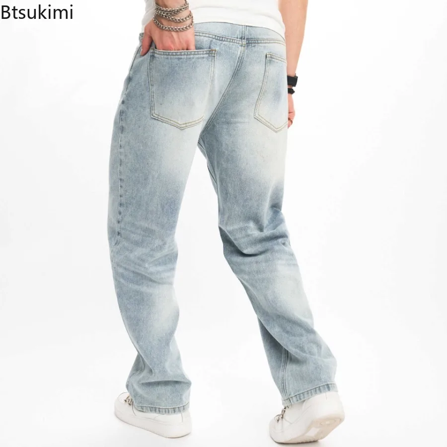 2025 Men's Fashion Jeans Street Fashion Brand Trend Men's Jeans, Loose and Casual Wide-leg Straight Jeans Spring Men's Pants New
