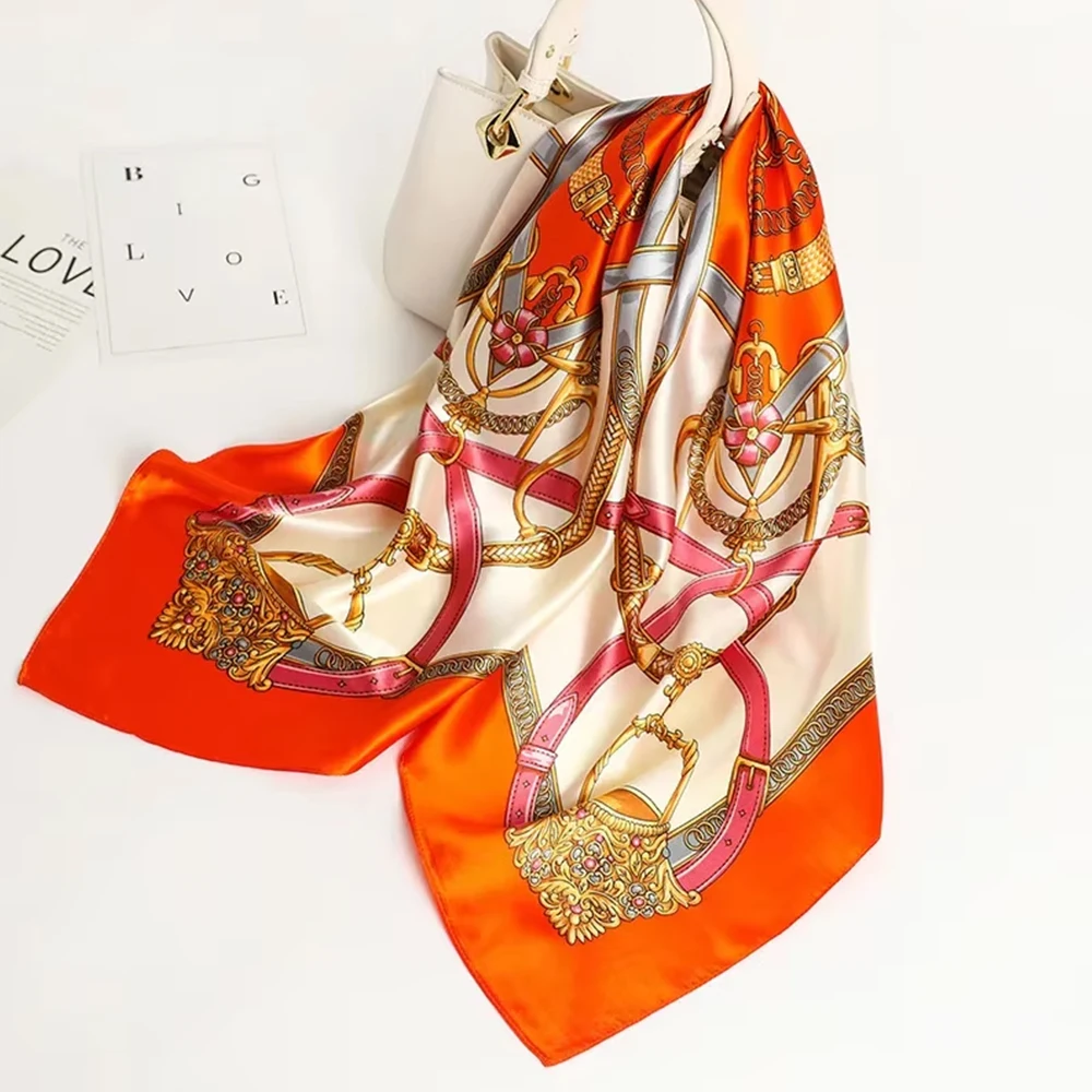 Lenços de Moda 90*90cm para Mu - Silk Neck Scarf avaliação e preço