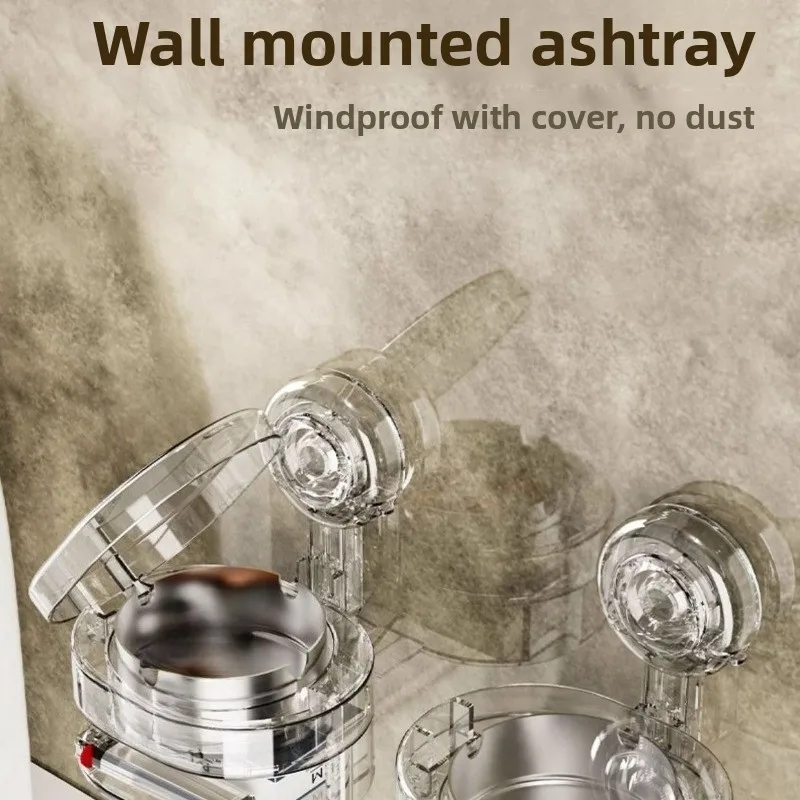 Wall-Mounted Suction Cup Ashtray, Windproof & Sealed with Lid, Waterproof Bathroom Ashtray