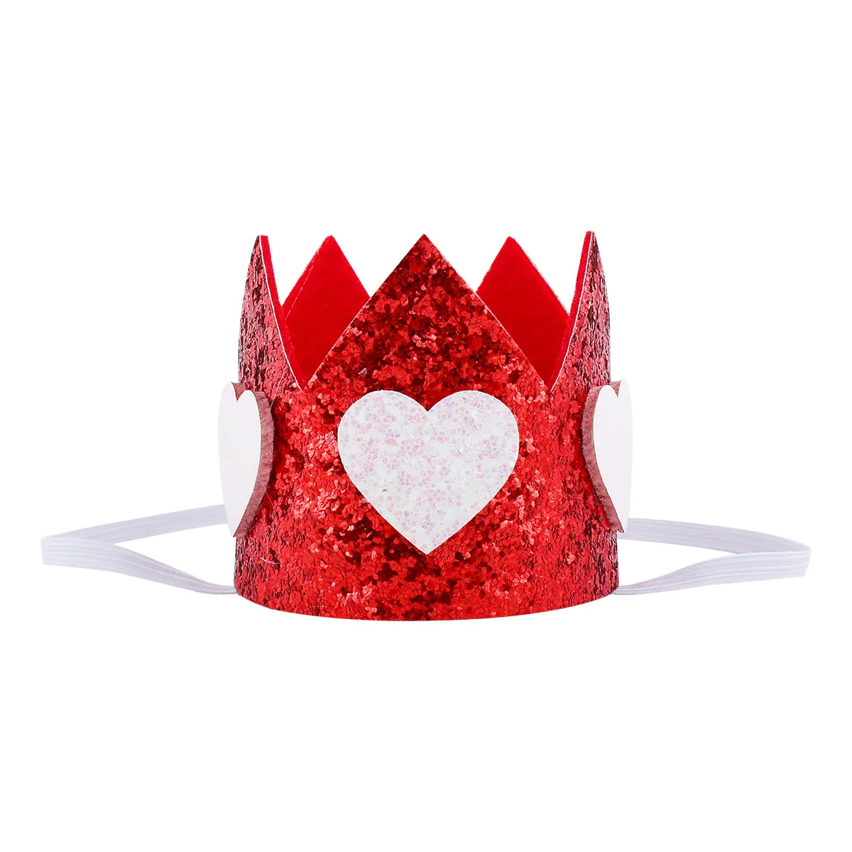 

1 шт., детская 3D повязка для волос с короной, эластичная повязка на голову с сердечным узором, костюм для вечеринки, реквизит, день рождения, Рождество, фотография, серебро