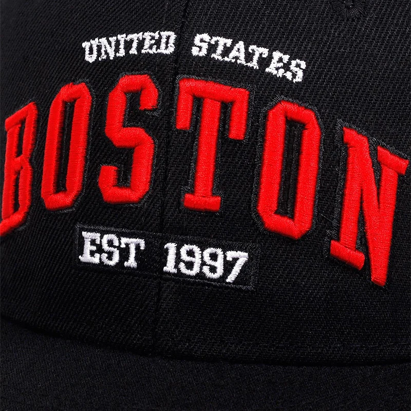 Unisex BOSTON Letter Embroidery Hip-hop Hats Spring Autumn Outdoor Adjustable Casual Baseball Caps Sunscreen Hat