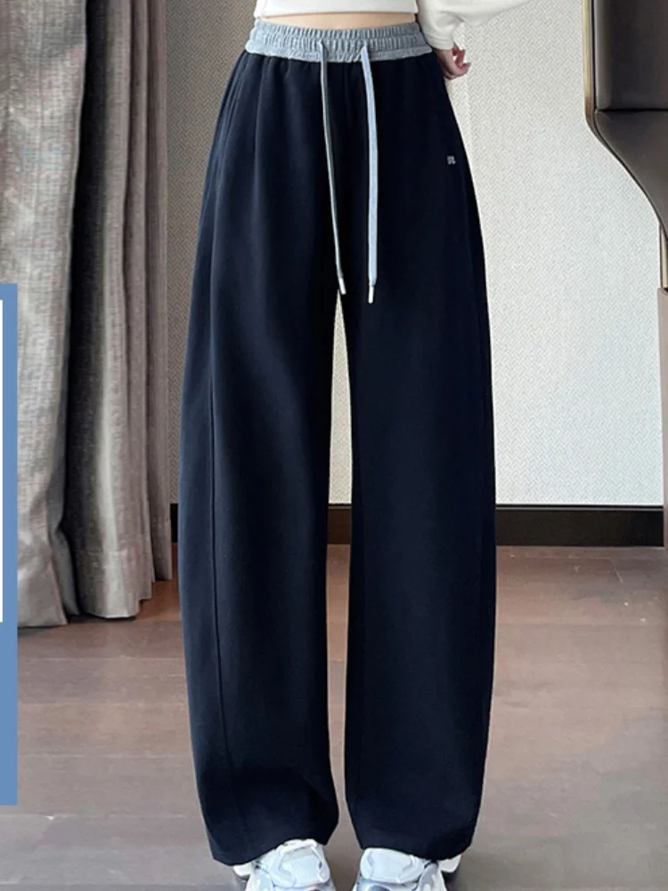 Women's High Waist Straight Leg Fce Lined Thiened Sports Pants Autumn Winter Loose Fit Trousers Korean Sle Commute