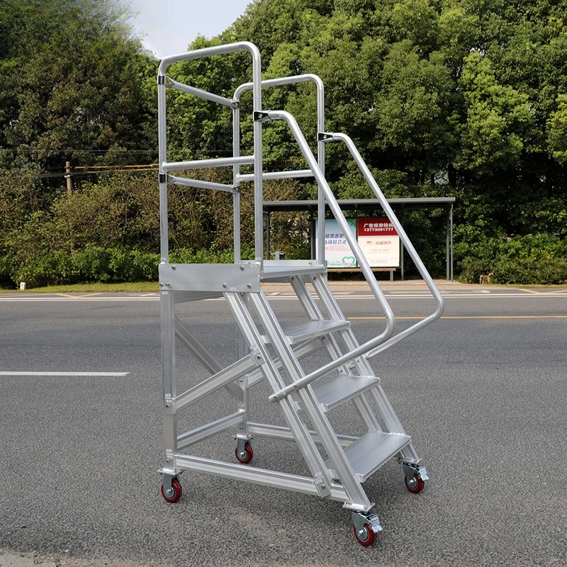 

Aluminum alloy climbing car climbing ladder mobile platform ladder silent warehouse pickup stool supermarket warehouse