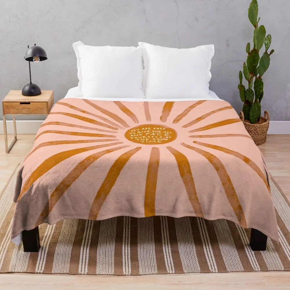 You are free to give your all and pace yourself at the same time - inspirational quote and golden sun Throw Blanket