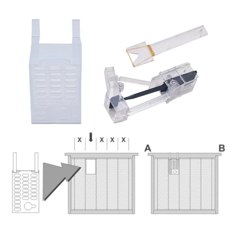 Varroa Block Beekeeping Control Varroa Tool Queen Bee Cage for Against-Varroa Mites Through Brood Block with Queen Bee Catcher