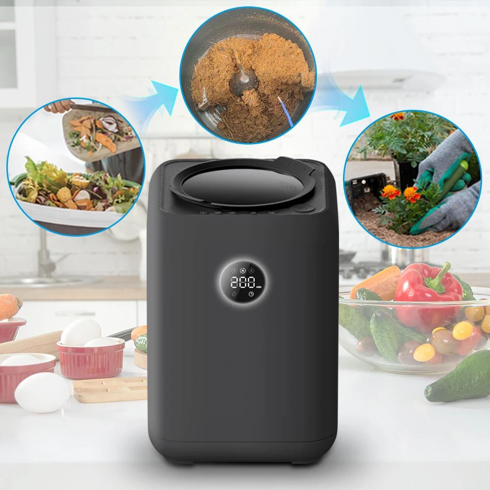 Compostador Eléctrico de Acero Inoxidable Totalmente Automático, Máquina de Reciclaje de Desechos Orgánicos de Cocina, Triturador de Basura Doméstica por Lotes