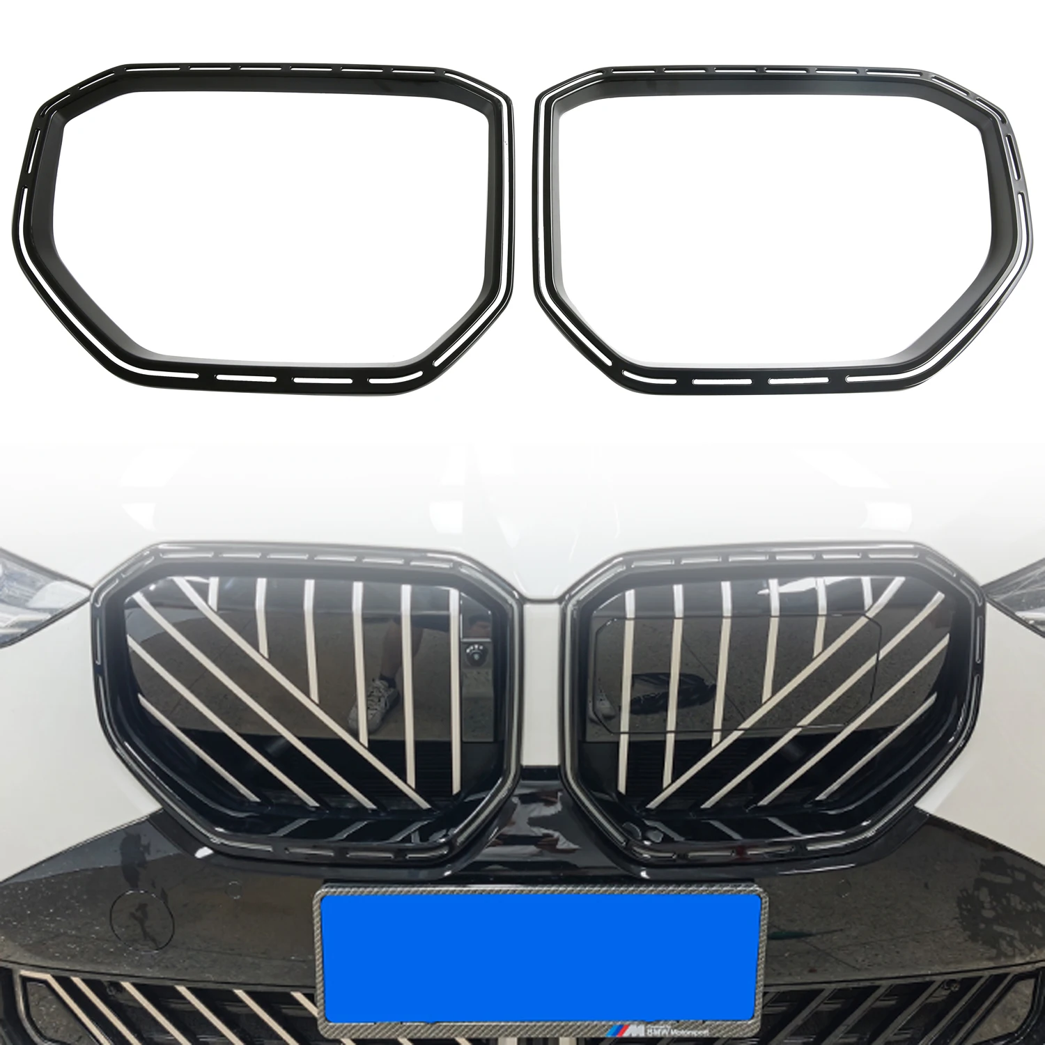 For BMW X3 (G45) 2024 2025 Car Accessories ABS Car Front Center Grill Cover Trim 2pcs