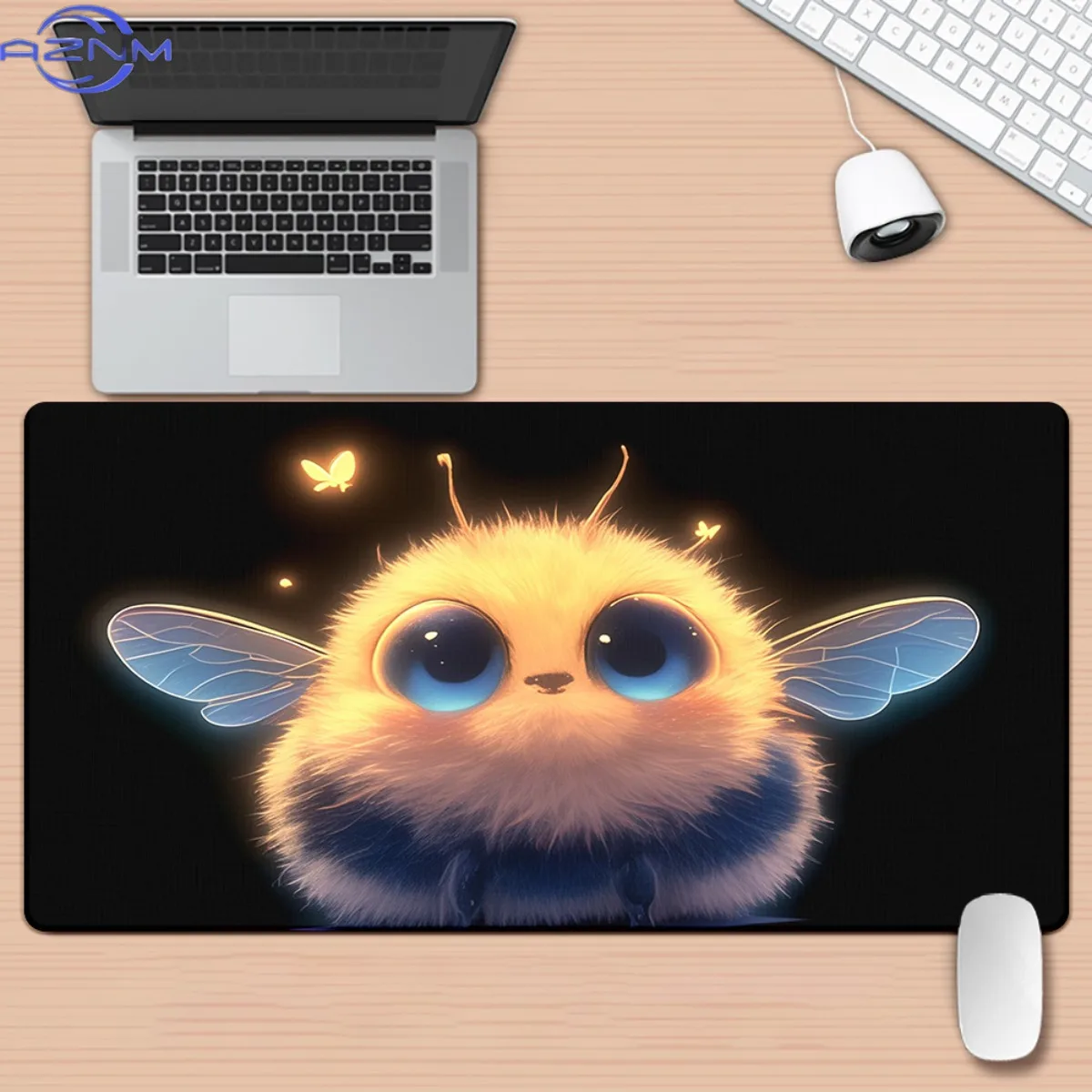 One Yellow Circular Creature HD Printed Desk Pad, Multifunctional XXL Mousepad, Suitable for Gaming Keyboards And Office Compute