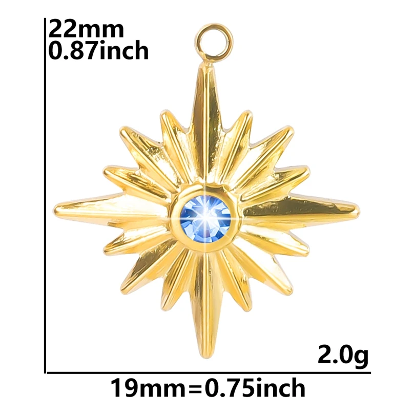 Gold Plated Star Moon Evil Eye Charms Set