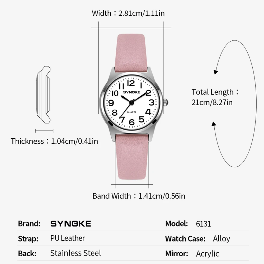 Boy Girl Quartz Watches Simple PU Leather Strap Female Ladies Wristwatch Quartz Clock for Children Gift