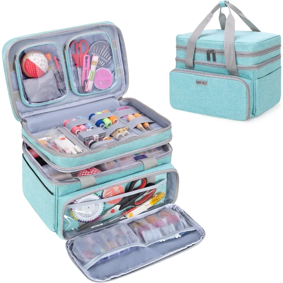 

BAFASO Double Layer Sewing Accessories Organizer with 2 Detachable Pouches Large Sewing Storage Bag for Sewing Tools Bag ONLY G