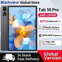 Планшет Blackview Tab 16 Pro 2024 года выпуска, 8 ГБ + 256 ГБ, 11-дюймовый дисплей FHD+, аккумулятор 7700 мАч, Android 14, Widevine L1, планшет Unisoc T616