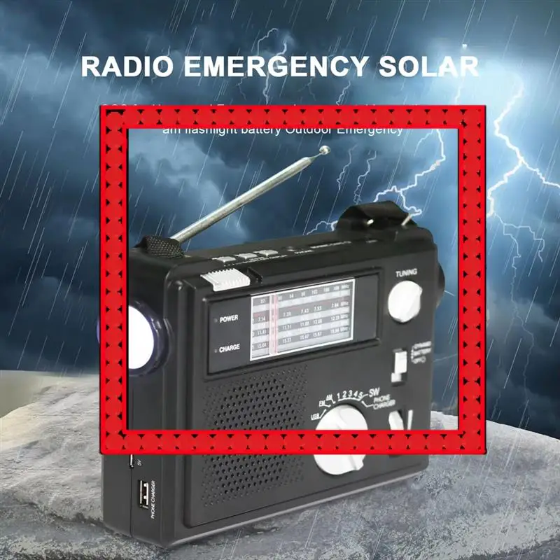 

Premium Emergency Radio Portable Emergency Radio Weather Alert Radio With Cellphone Charging Hand Crank & Battery Operated