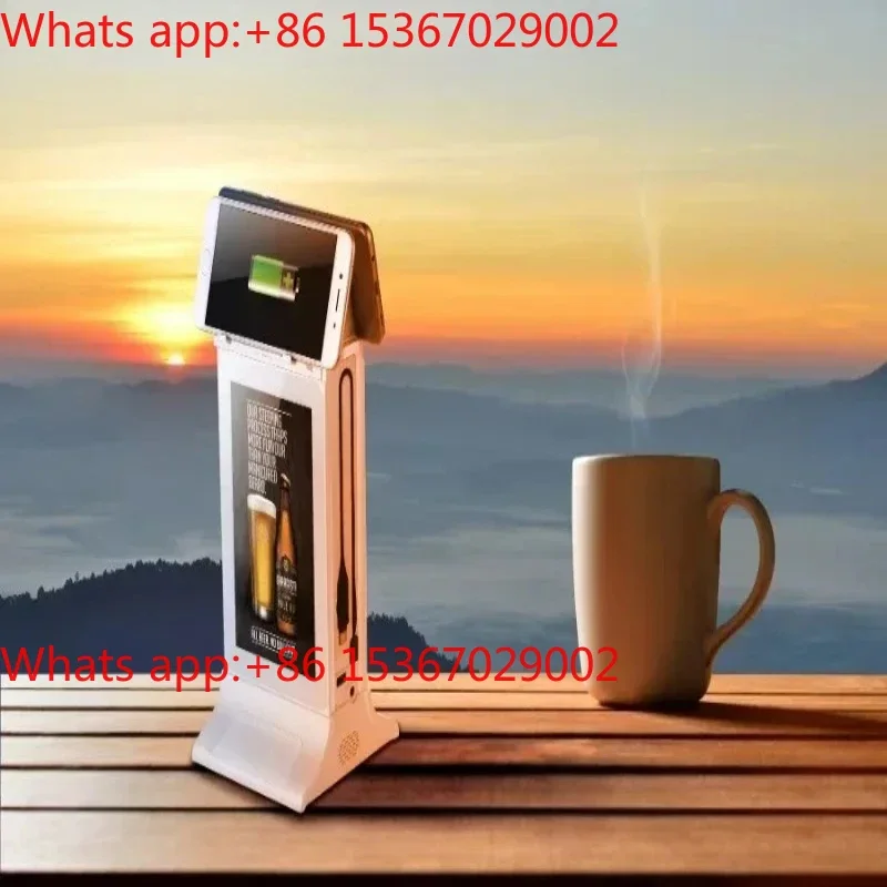 FYD-835SD Dual 7 Inch Touch Screen Wifi Portable Table Advertising wireless mobile phone Charging 20000mah Power Bank station