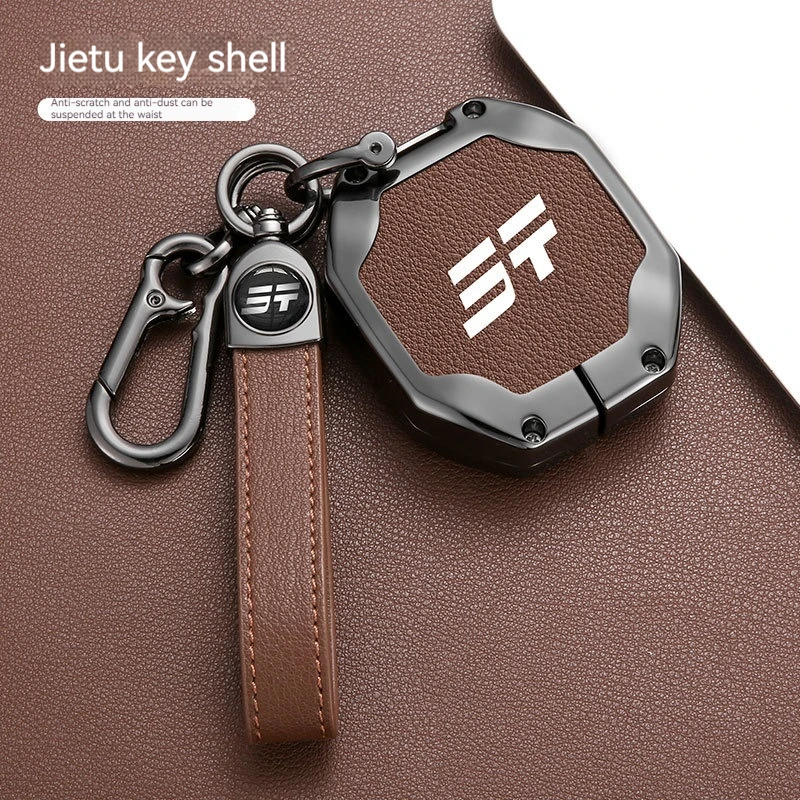 

Car Zinc Alloy Leather Car Key Case Cover Holder Chain For Chery Jetour Traveller 2023 2024 Jetour T2 Auto Interior Decorations