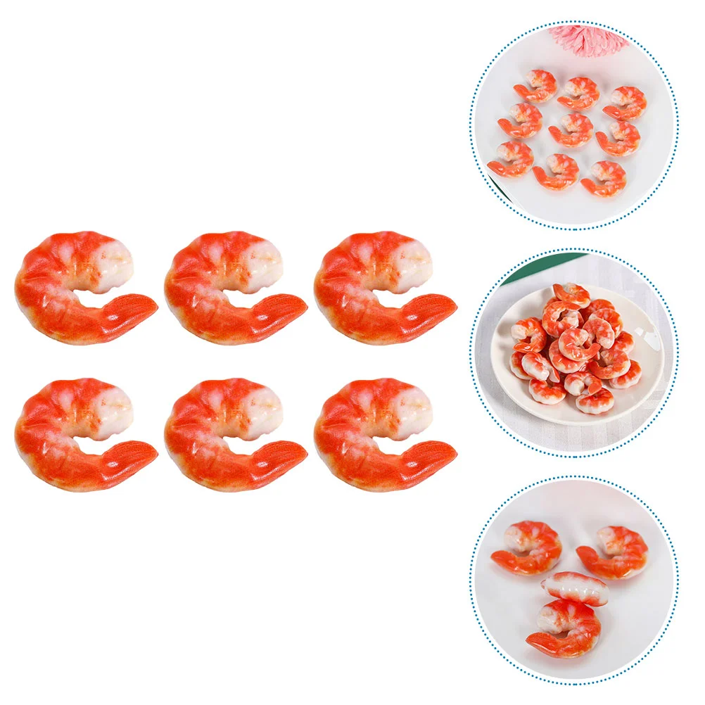 6 Pcs Imitation Shrimp Sea Creature Model Ornaments Vivid Crafts Fake Food Cognitive Models Pvc Figurines