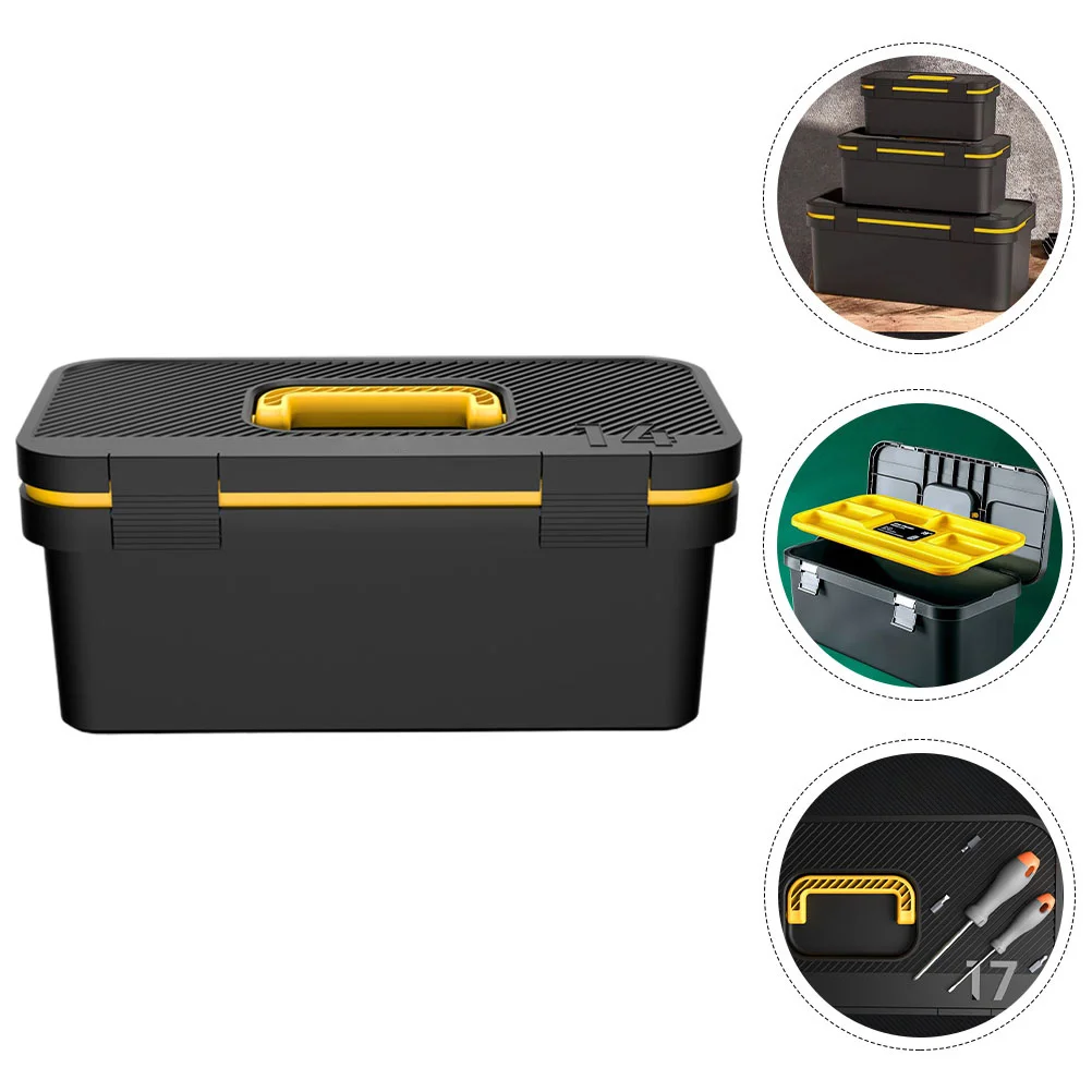 

Sturdy Plastic Tool Storage Box Compact Multi-Functional Toolbox for Workshop Garage Car Essential Tools Organizer Case
