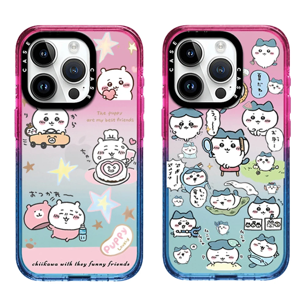 

Cotton Candy Chiikawa Cute Hamster Acrylic Phone Case For iPhone 16 15 14 13 12 11 Pro Max Plus Cartoon Shockproof Back Cover