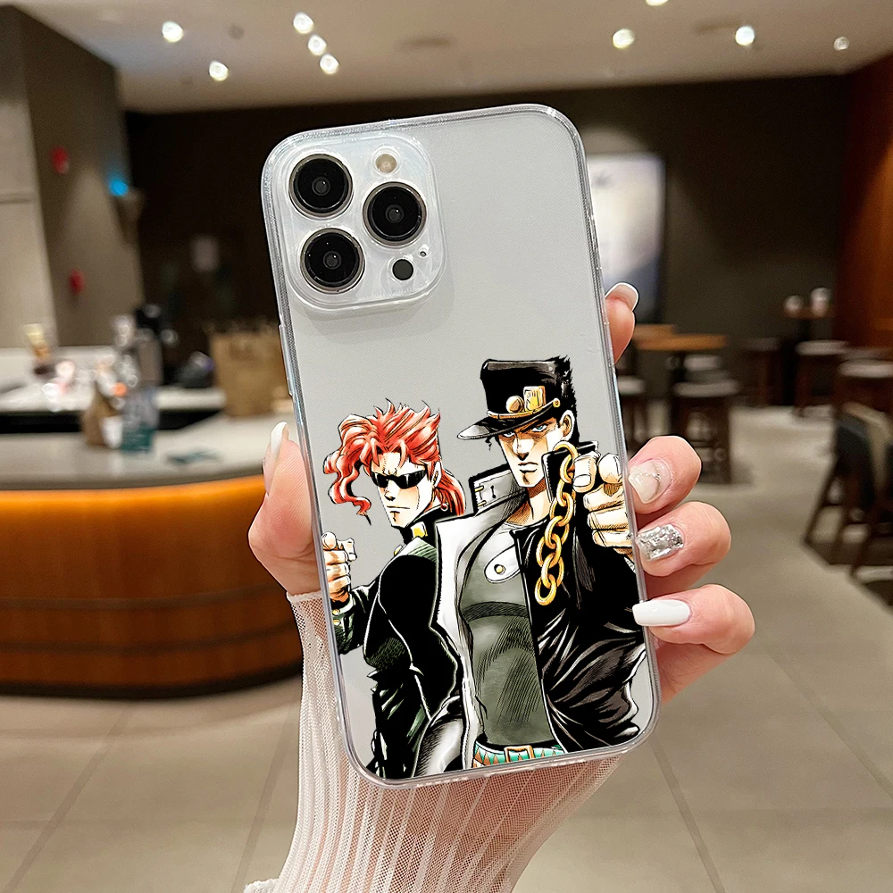 Anime JoJos Bizarres Adventures Phone Case For iphone 15 14 13 12 11 XS Pro Max X XR 6 7 8 Plus Soft Silicone Transparent Capa