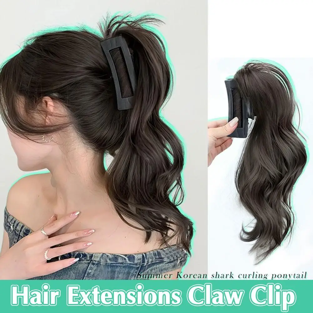 Synthetic Ponytail Extension Claw Clip Style Ponytail Extension Short Wave Curly Hair Women\'s Half Tied Ponytail Grip Wig