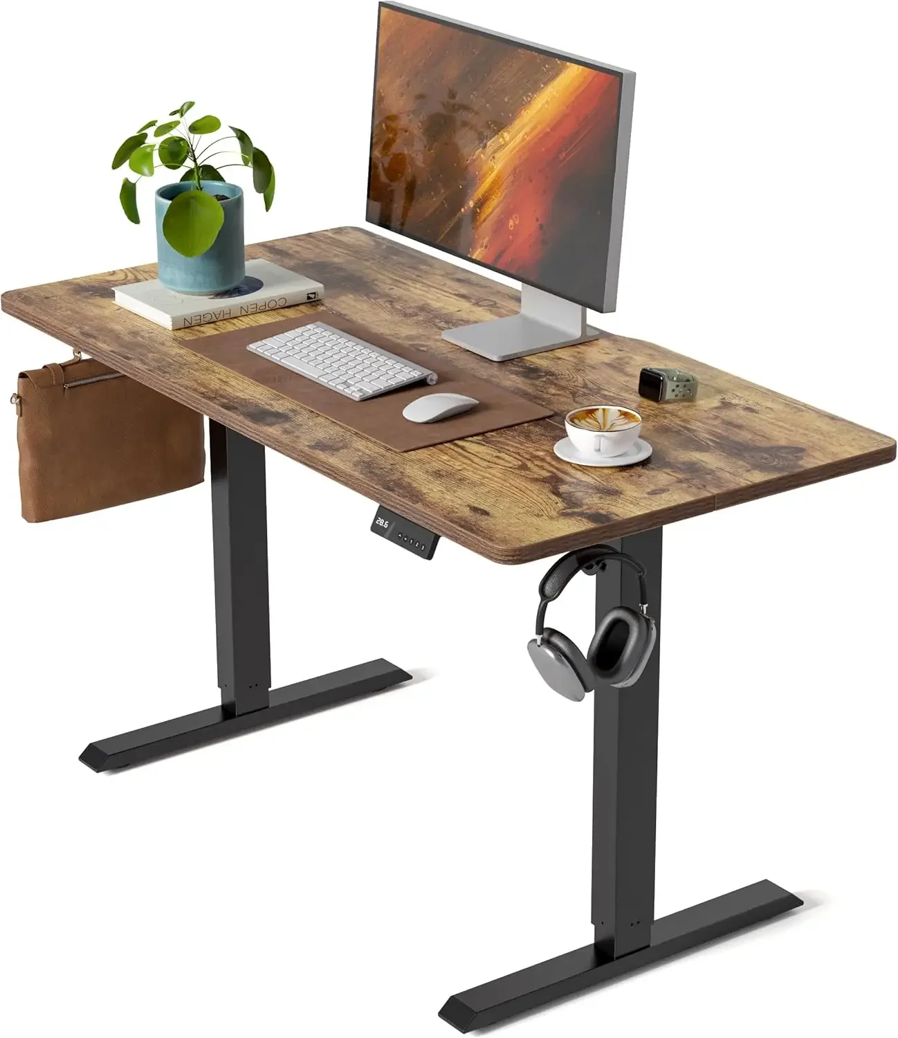 

Electric Standing Desk, 48 x 24 Inches Height Adjustable Sit Stand Desk, Ergonomic Home Office Computer Workstation, Rustic Brow