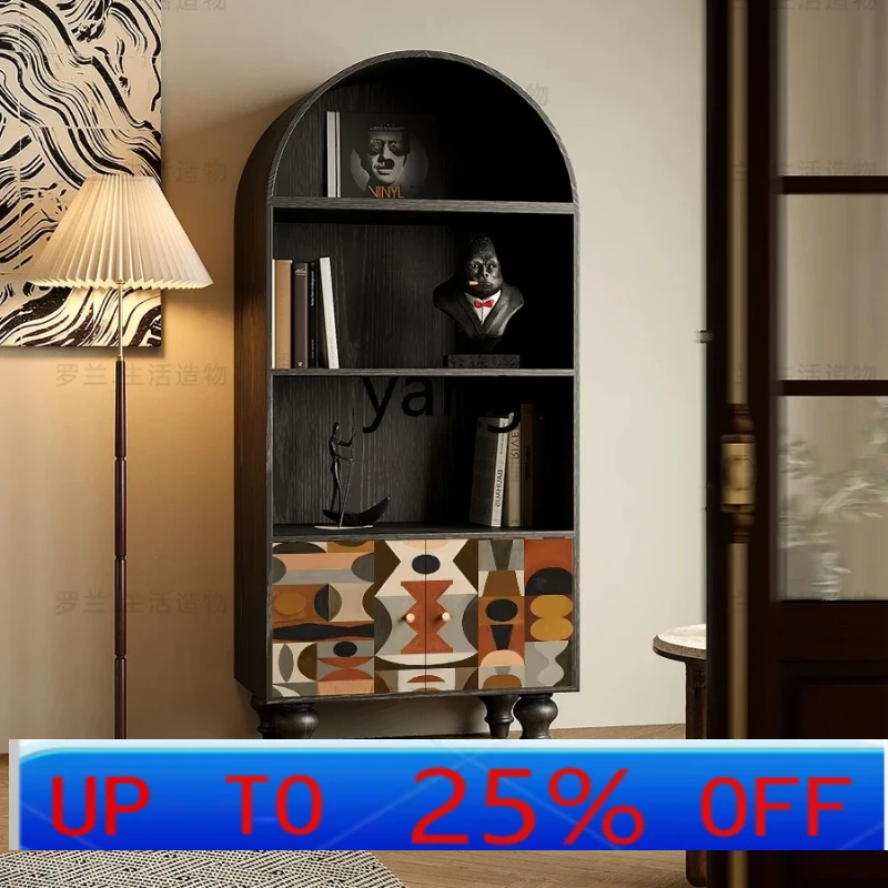 

LH art geometric solid wood display bookcase guest dining room storage decorative side cabinet