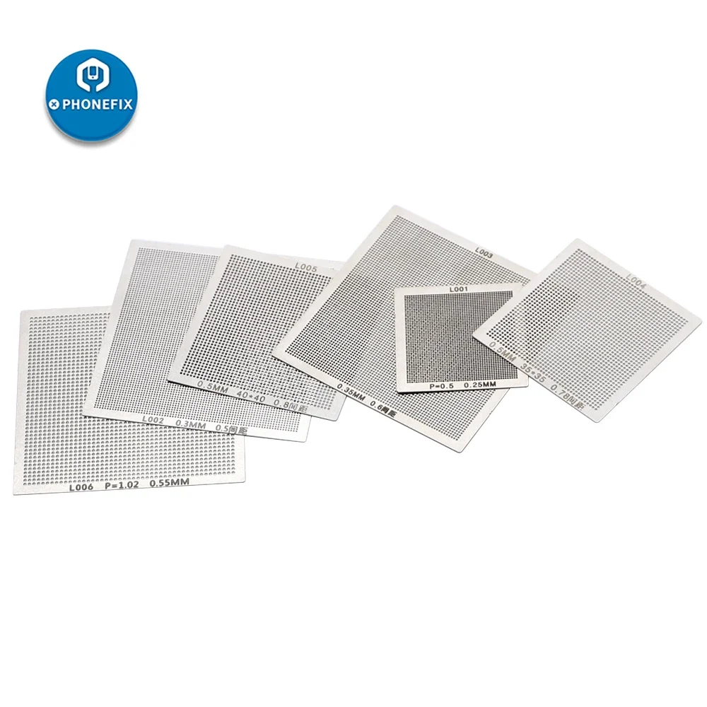 Kit BGA Reballing Stencil Universale di Alta Qualità 18pcs 0.3/0.35/0.5/0.55/0.6/0.76mm Reballing Netto per il Telefono IC Saldatura di Riparazione