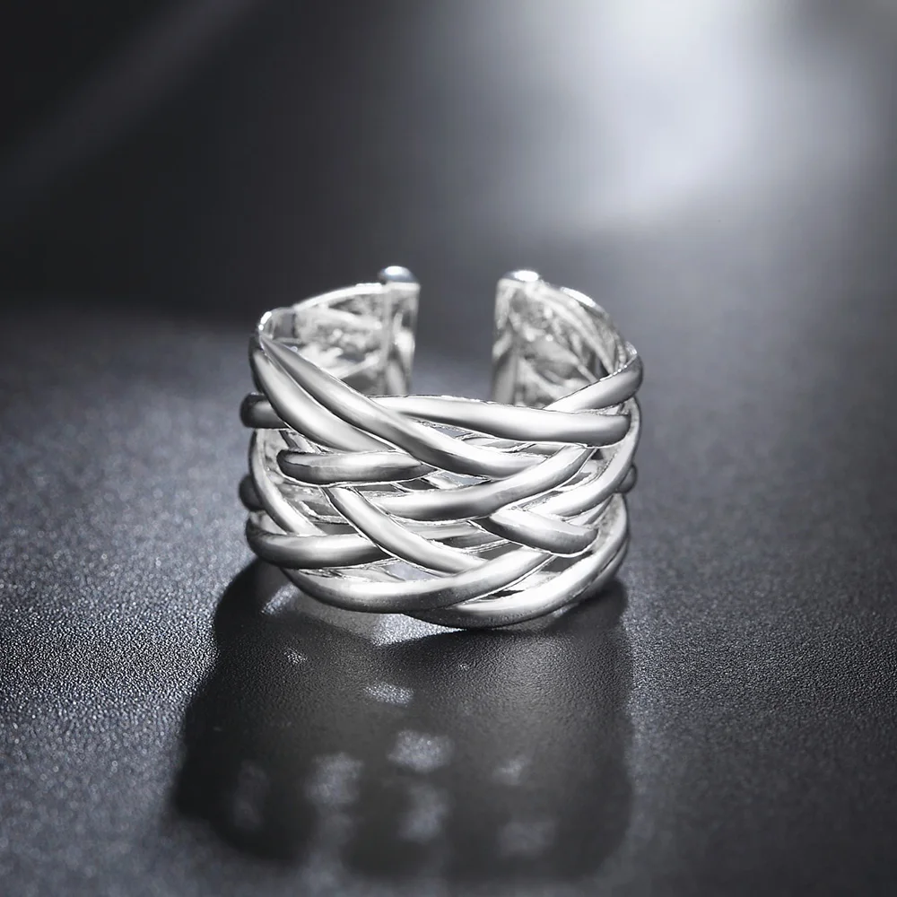 

Korean Fashion Pretty 925 Sterling Silver Rings For Women Adjustable Retro Wedding Party Gifts Charms Designer Jewelry