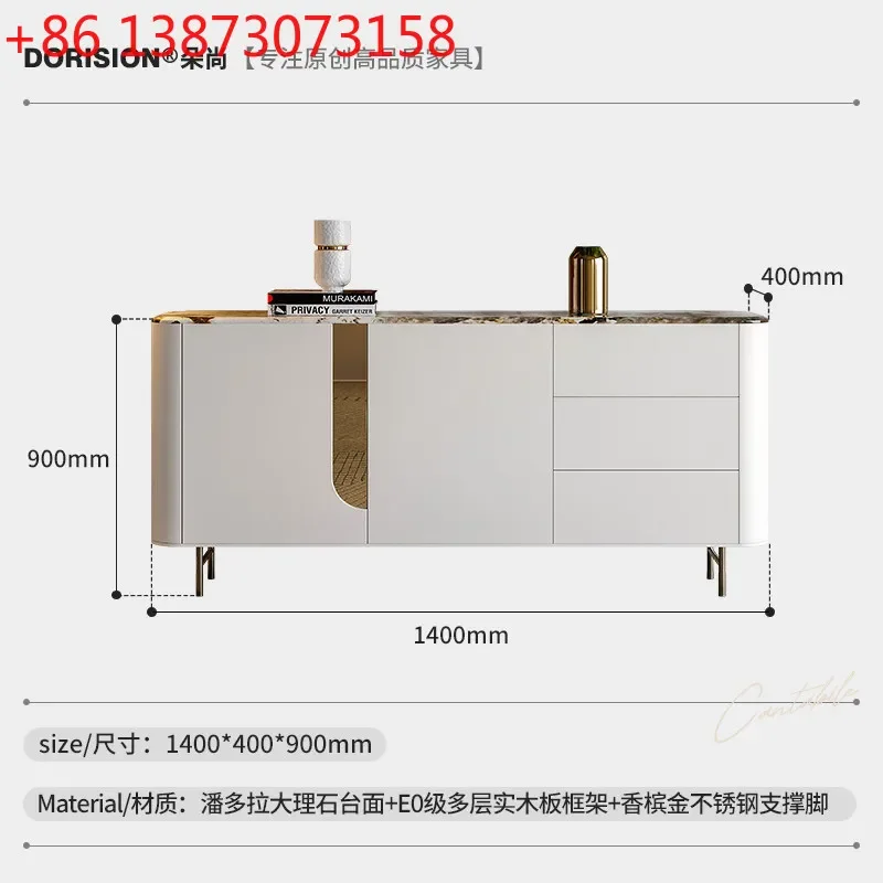 

Modern light luxury living room simple wall partition solid wood storage high-end white tea cabinet