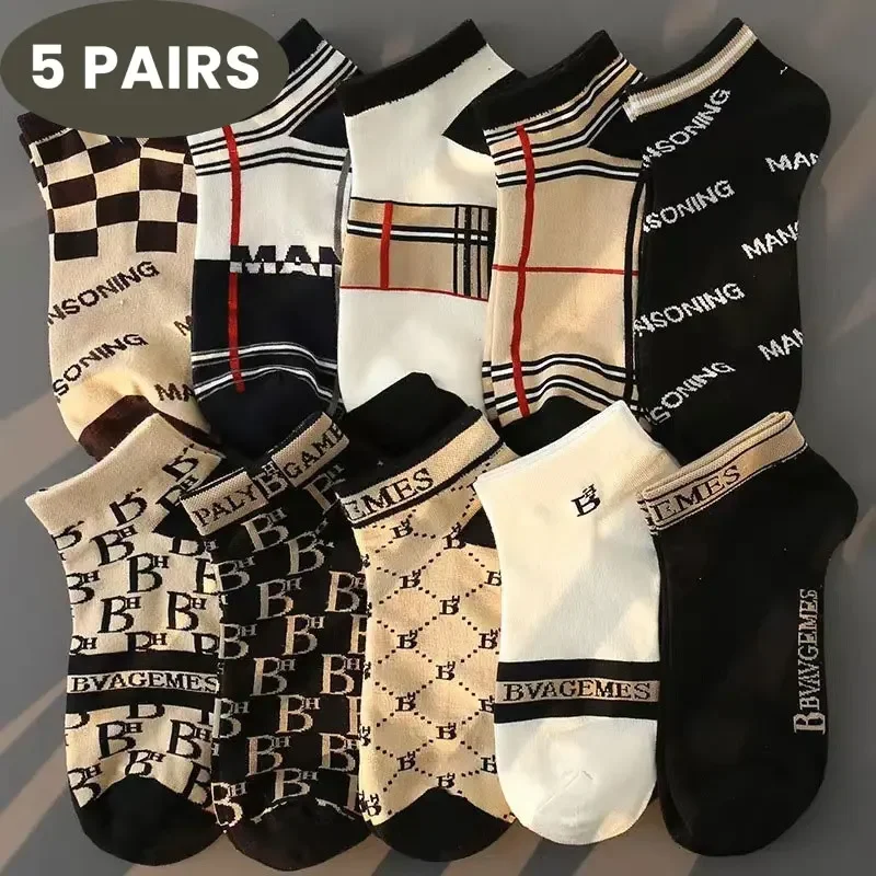 Calcetines finos de corte bajo para hombre, 5 uds., transpirables, antiolor, que absorben la humedad, ligeros, cómodos, versátiles para uso diario