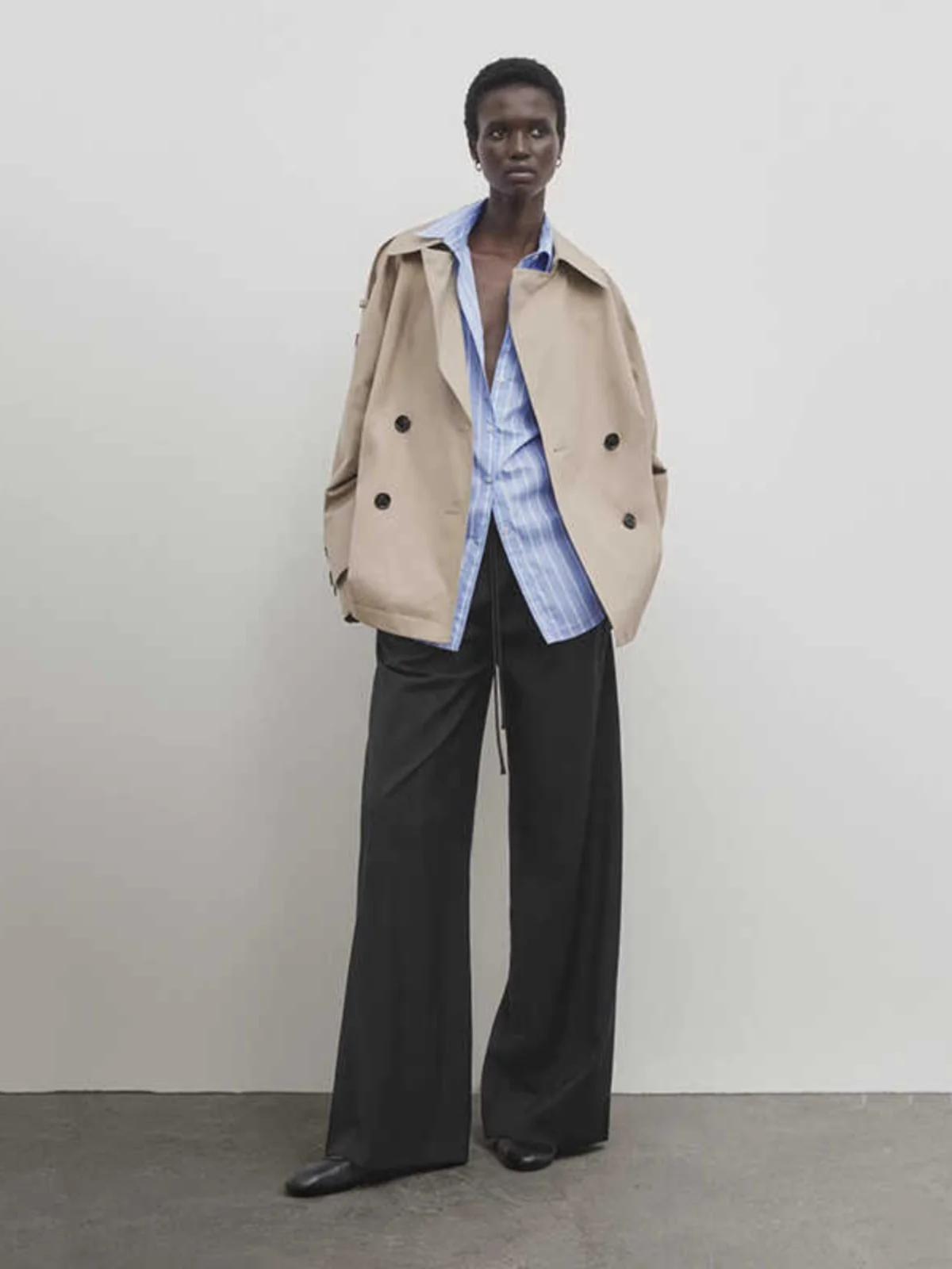 Nieuwe lente zomer losse casual blauw gestreepte lange Sve katoen irt voor dames woon-werkverkeer Franse Sle rechte kraag