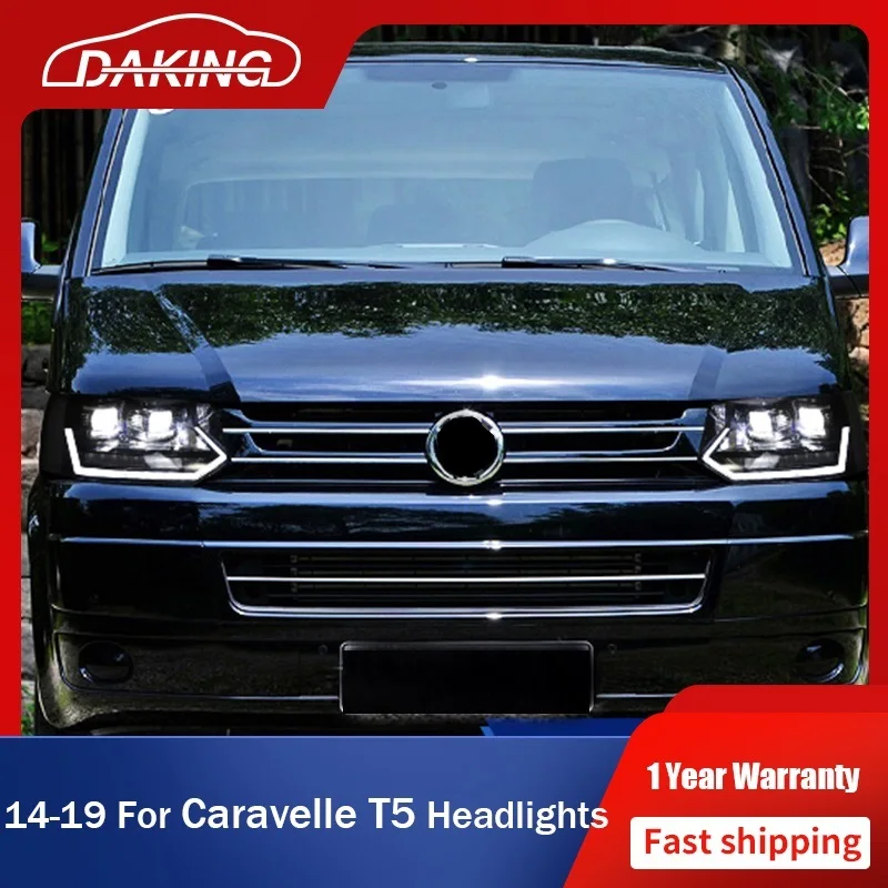 Estilo do carro lâmpada de cabeça para vw caravelle t5 2014-2019 faróis led farol drl lente feixe duplo bi-xenon hid acessórios