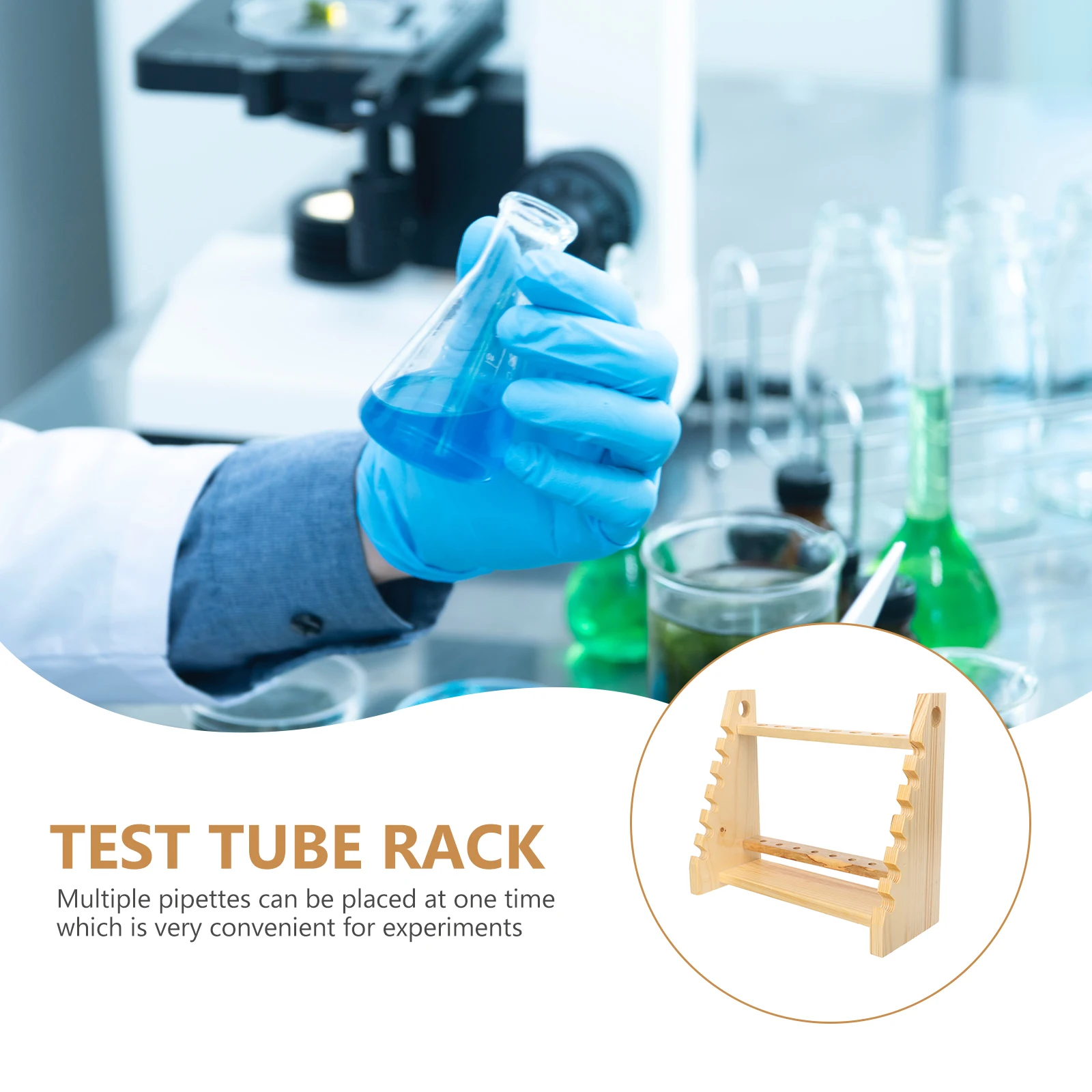 

1pc Multifunctional Trapezoid Test Tube Rack Pipette Holder Stand For Laboratory Reusable Wood Eco Friendly With Multiple Holes