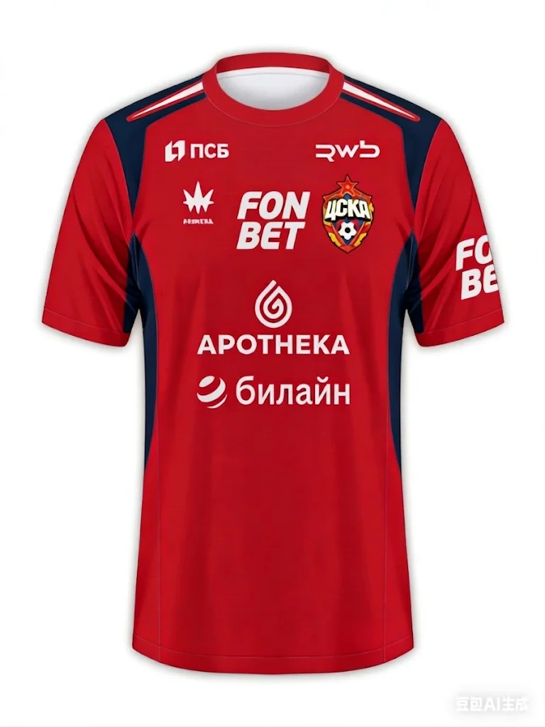Herren-Fußballtrikot mit Rundhalsausschnitt, PFK CSKA Moskau, Heimtrikot, Kurzarm-Jersey, Sportbekleidung 2026/27 – Detail 5