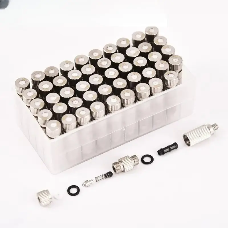 100PCS Stainless Steel Misting Nozzle Atomizing Spray Nozzle 3/16 Thread High Pressure Garden Cooling Humidifying