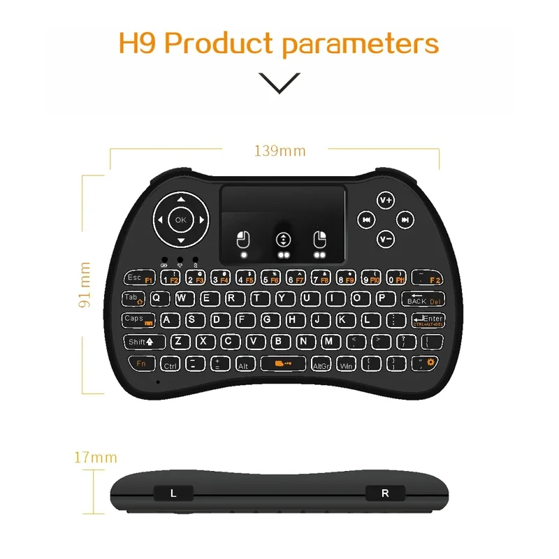 BOXPUT H9 Air Mouse Infrared Remote Control With Keyboard Touchpad Backlight 2.4G Wilress IR Remote For Computer Android TV Box