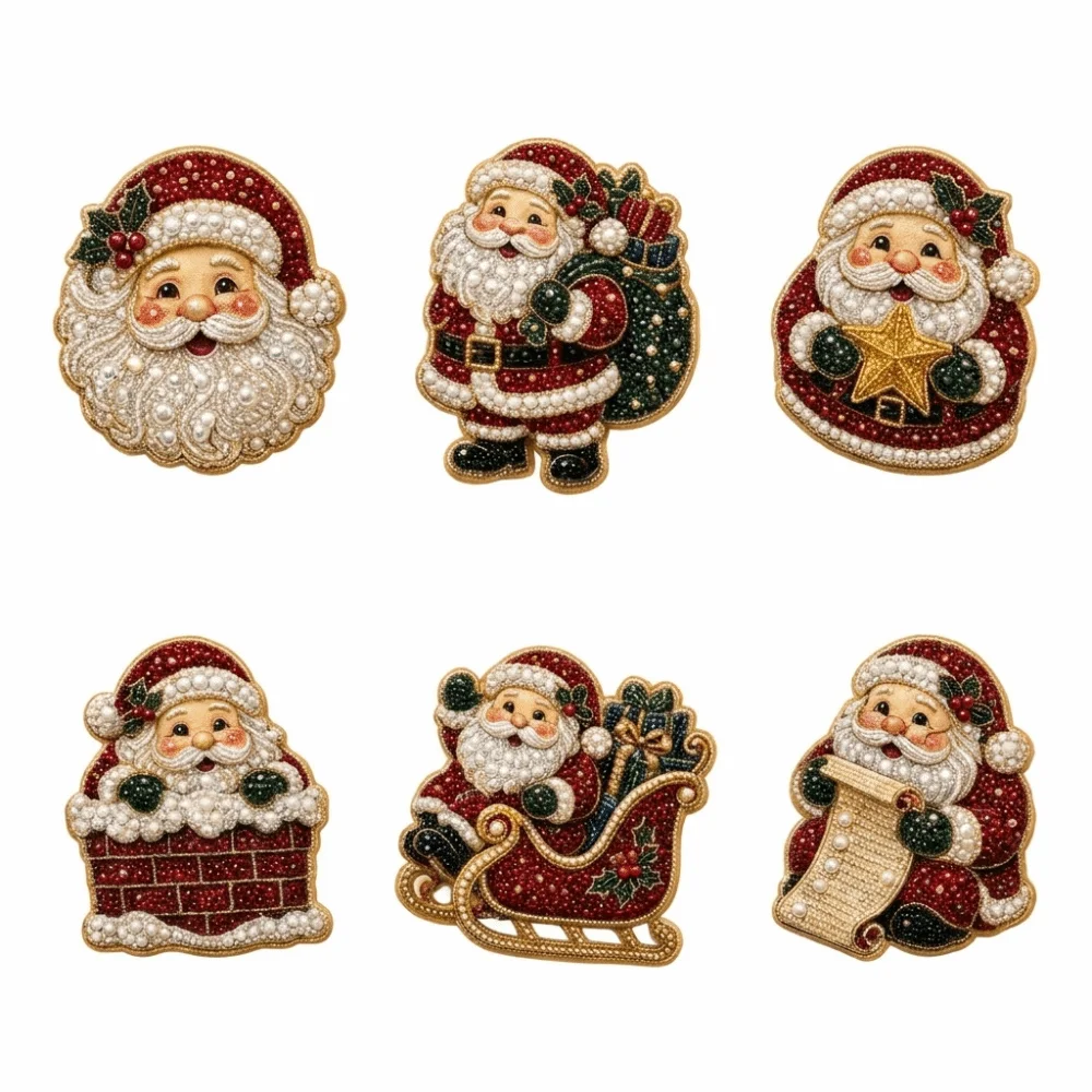 6Pcs Resin DIY Diamond Painting Fridge Magnet Set Leave No Residue Soft Rubber Christmas Diamond Painting Non-Slip Lightweight
