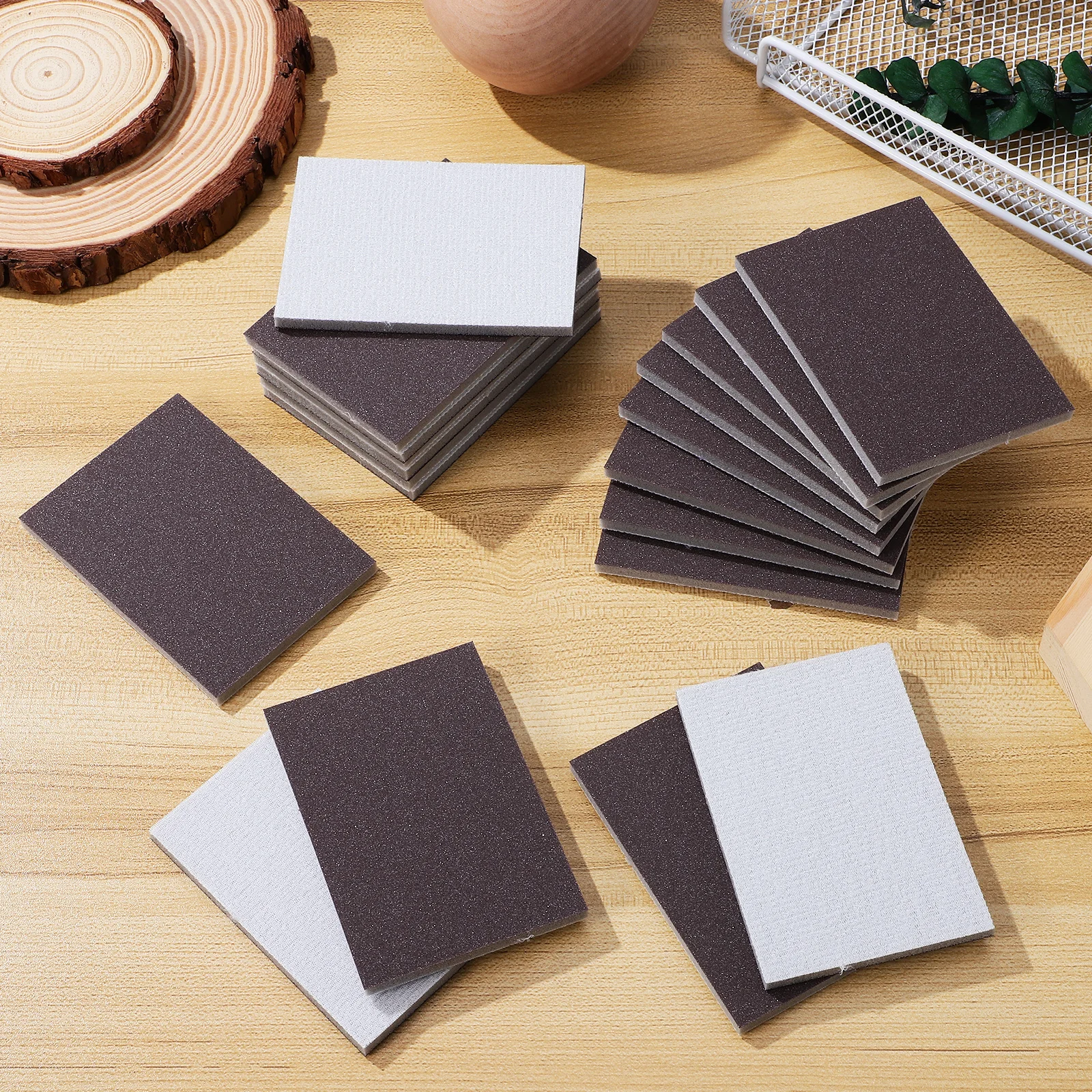 

20 Pcs Brown 70X100X5MM Sponge Sandpaper Sheets Grit YF180 Wood Metal Sanding Block Polishing Tools