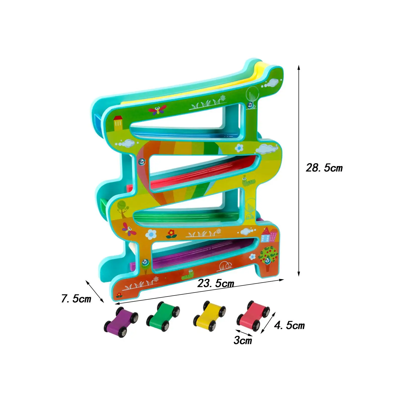 Houten Auto Ramp Speelgoed Fijne Motoriek Montessori Speelgoed Met 4 Mini Auto Auto Set Voor Kinderen Kind Leeftijd 3-6 Kleuterschool