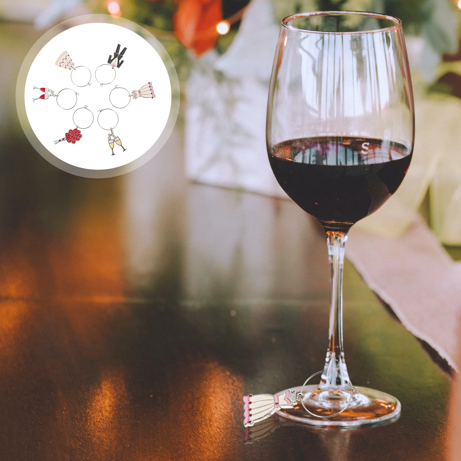 

6Pcs Wine Glass Tags Stylish Elegant Drink Markers for Banquet Gathering Decor Unique Zinc Alloy Party Cup Identifiers