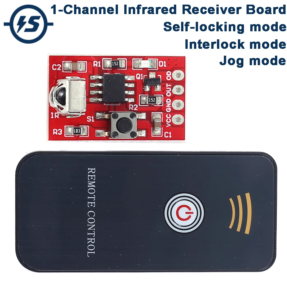 DC 3V-5V 1-Channel Wireless Infrared Receiver Board Module with Remote Controller For Learning DIY Kit