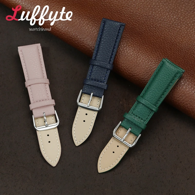 أحمر أسود أخضر أزرق وردي أبيض سوار معصم من الجلد 12 مللي متر 16 مللي متر 18 مللي متر 20 مللي متر 22 مللي متر استبدال سوار عادية النساء الرجال حزام المعصم