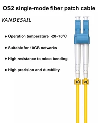 VANDESAIL-cable de fibra óptica OS2 LC-LC, cable de fibra óptica monomodo LC a LC SMF, Cables de conexión de puente de fibra dúplex, 1G/10GB