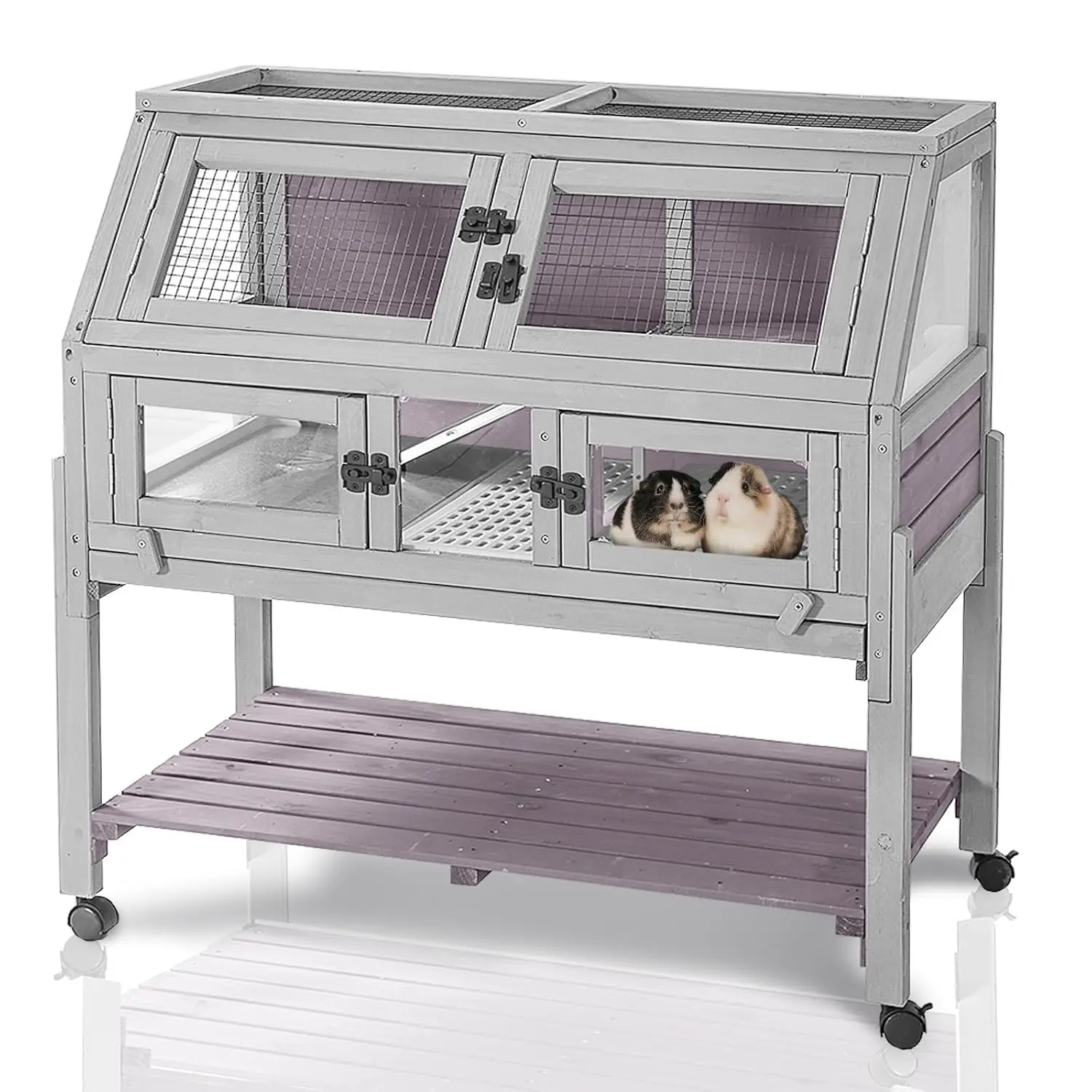 

Клетки для морских свинок на колесах, большие клетки для хомяков с защитой от грызения, с пандусом и укрытиями, охлаждающая цинковая пластина, пластик, на заказ